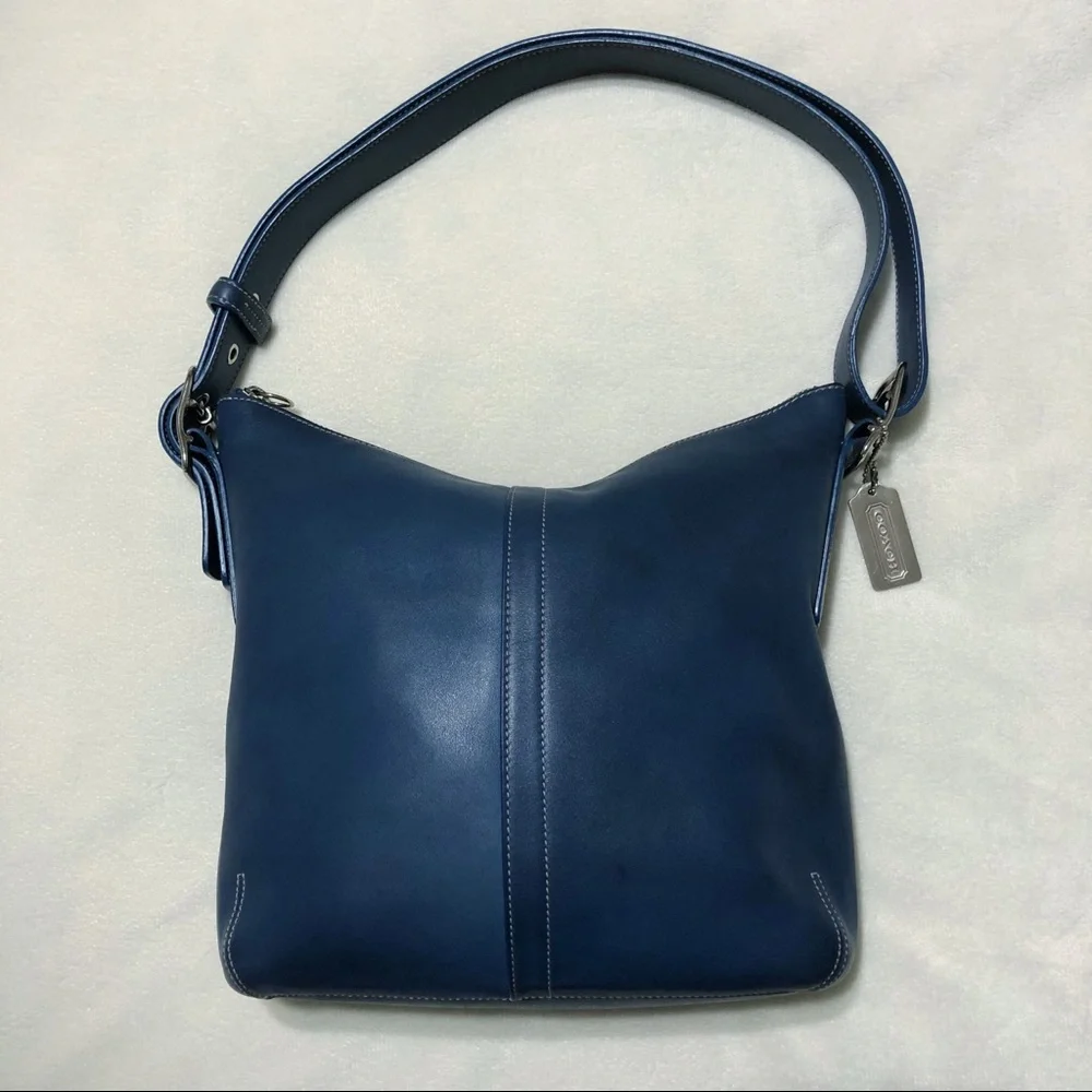 Vintage Coach Slim Legacy Duffle Leather 03  Bag In Blue #9328